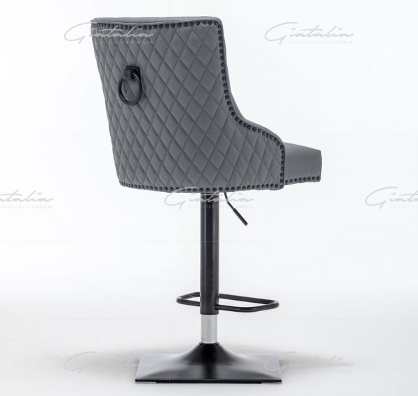 PU Leather Button Back Bar Stool - Grey