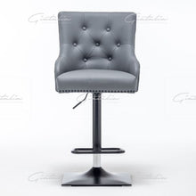 Load image into Gallery viewer, PU Leather Button Back Bar Stool - Grey