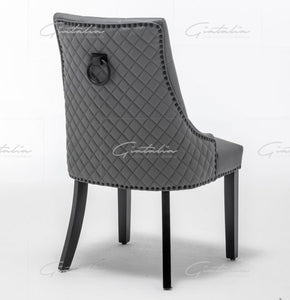 PU Leather Button Back Dining Chair - Grey