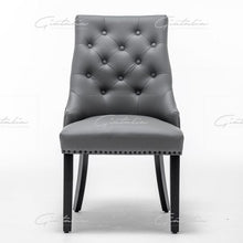 Load image into Gallery viewer, PU Leather Button Back Dining Chair - Grey