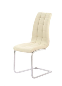 Cream Ergonomically Designed Faux Leather Dining Chair