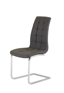 Grey Ergonomically Designed Faux Leather Dining Chair
