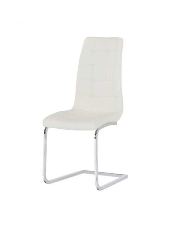 White Ergonomically Designed Faux Leather Dining Chair