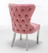 Load image into Gallery viewer, Camilla Blush Pink French Plush Tufted Winged Velvet Dining Chair