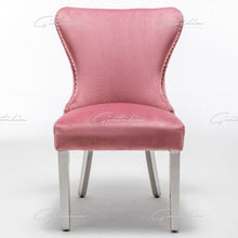 Load image into Gallery viewer, Camilla Blush Pink French Plush Tufted Winged Velvet Dining Chair