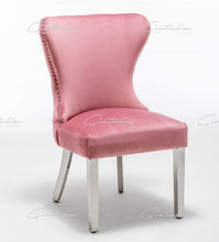 Load image into Gallery viewer, Camilla Blush Pink French Plush Tufted Winged Velvet Dining Chair