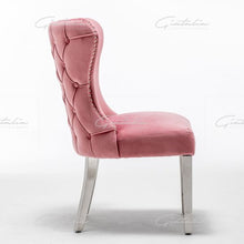 Load image into Gallery viewer, Camilla Blush Pink French Plush Tufted Winged Velvet Dining Chair