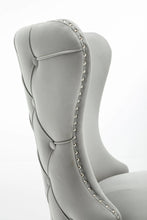 Load image into Gallery viewer, Camilla Light Grey French Plush Tufted Winged Velvet Dining Chair