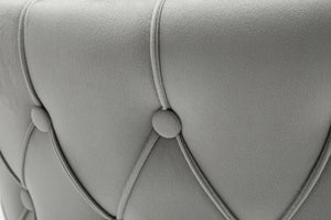 Camilla Light Grey French Plush Tufted Winged Velvet Dining Chair
