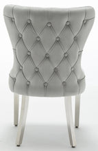 Load image into Gallery viewer, Camilla Light Grey French Plush Tufted Winged Velvet Dining Chair