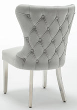 Load image into Gallery viewer, Camilla Light Grey French Plush Tufted Winged Velvet Dining Chair