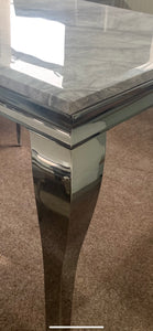 Louis Grey Marble & Stainless Steel Console Table 140cm x 40cm x 75cm