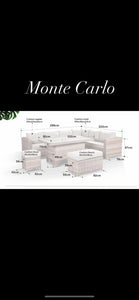 Monte Carlo Rattan Wide Corner Sofa With Rising Dining Table Set In Beige