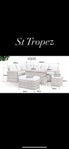 St Tropez Rattan High Back Corner Sofa With Rising Dining Table Set In Brown