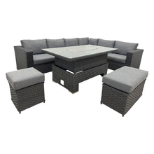 Load image into Gallery viewer, JAMAICA CORNER RISING DINING SET WITH FIRE PIT