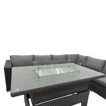 Load image into Gallery viewer, JAMAICA CORNER RISING DINING SET WITH FIRE PIT
