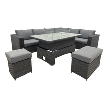 Load image into Gallery viewer, JAMAICA CORNER RISING DINING SET WITH FIRE PIT