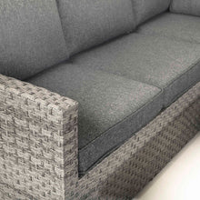 Load image into Gallery viewer, Mayfair Rattan Garden Set With Corner Sofa, Rising Coffee To Dining Table &amp; 3 Stools