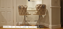 Load image into Gallery viewer, Valentina Mink/Cream Velvet Lion Knocker Bar Stool