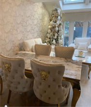 Load image into Gallery viewer, Giselle Cream Gold Lion Knocker Dining Chair