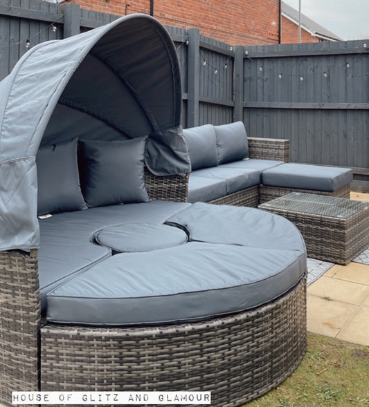 Mykonos Rattan Day Bed Sun Lounger & Table Set
