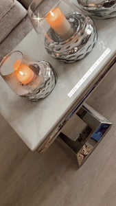 Arianna White Marble & Stainless Steel Circular Base Coffee Table 120cm x 60cm x 42cm