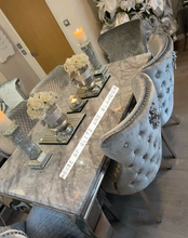 Load image into Gallery viewer, Louis 1.5m Grey Marble Dining Table + 6 Tufted  Winged Knocker Back Chairs