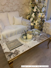 Load image into Gallery viewer, Louis Cream Coffee Table With Gold Legs And Pandora Sintered Top (130cm x 70cm)