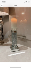Load image into Gallery viewer, Crushed Diamond Crystal Mirror &amp; Glass Candle Holder
