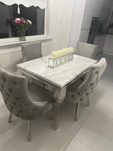 Load image into Gallery viewer, 1.2m Louis White Marble &amp; Stainless Steel Dining Table