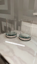Load image into Gallery viewer, 2 x Medium Glitter Base Hurricane Pillar Candle Holder