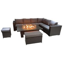 Load image into Gallery viewer, JAMAICA CORNER RISING DINING SET WITH FIRE PIT