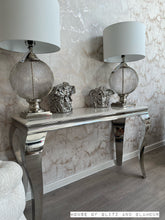 Load image into Gallery viewer, Louis Cream Marble &amp; Chrome Console Table 120cm x 40cm x 75cm