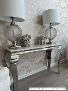 Louis Cream Marble & Chrome Console Table 120cm x 40cm x 75cm