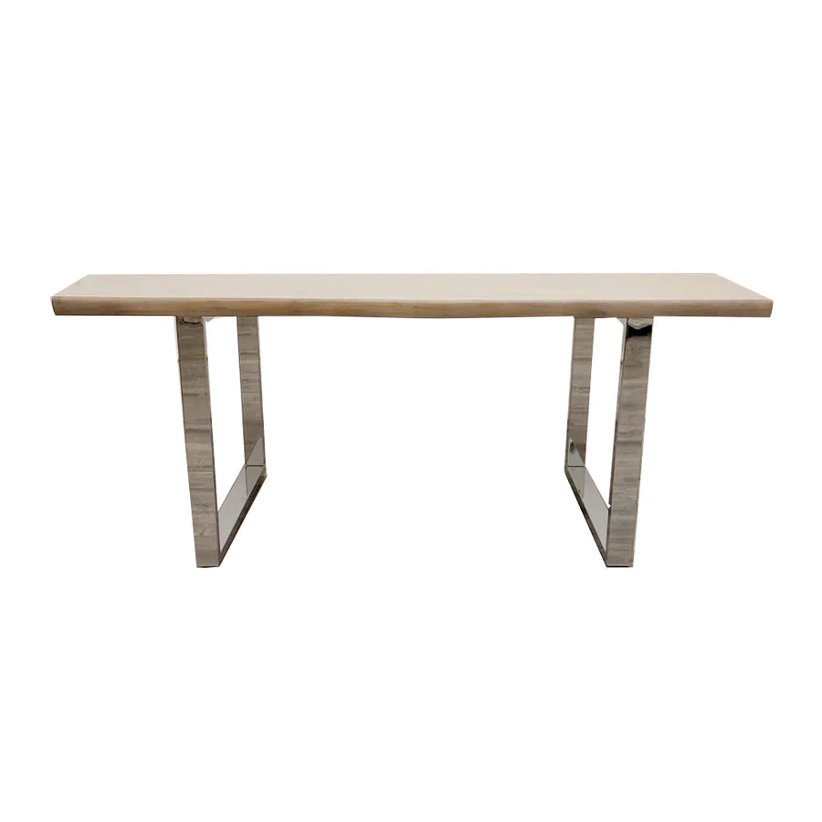 Halo 1.8 Dining Table Solid Light Pine wood with Chrome Metal Legs