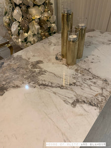 Louis Cream Dining Table With Gold Legs And Pandora Sintered Top