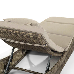 Kensington Set of 2 Sun Loungers with Side Table in Brown Rattan