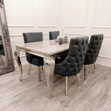 Load image into Gallery viewer, Bentley Dark Grey Velvet Studded Back Chrome Leg Dining Chair