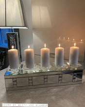 Load image into Gallery viewer, Silver Mirror Crystal 5 Piece Candle Holder
