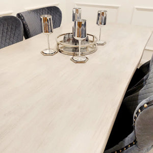 Halo 1.8 Dining Table Solid Light Pine wood with Chrome Metal Legs