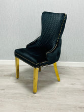 Load image into Gallery viewer, Giselle Black &amp; Gold Velvet Ring Knocker Dining Chair
