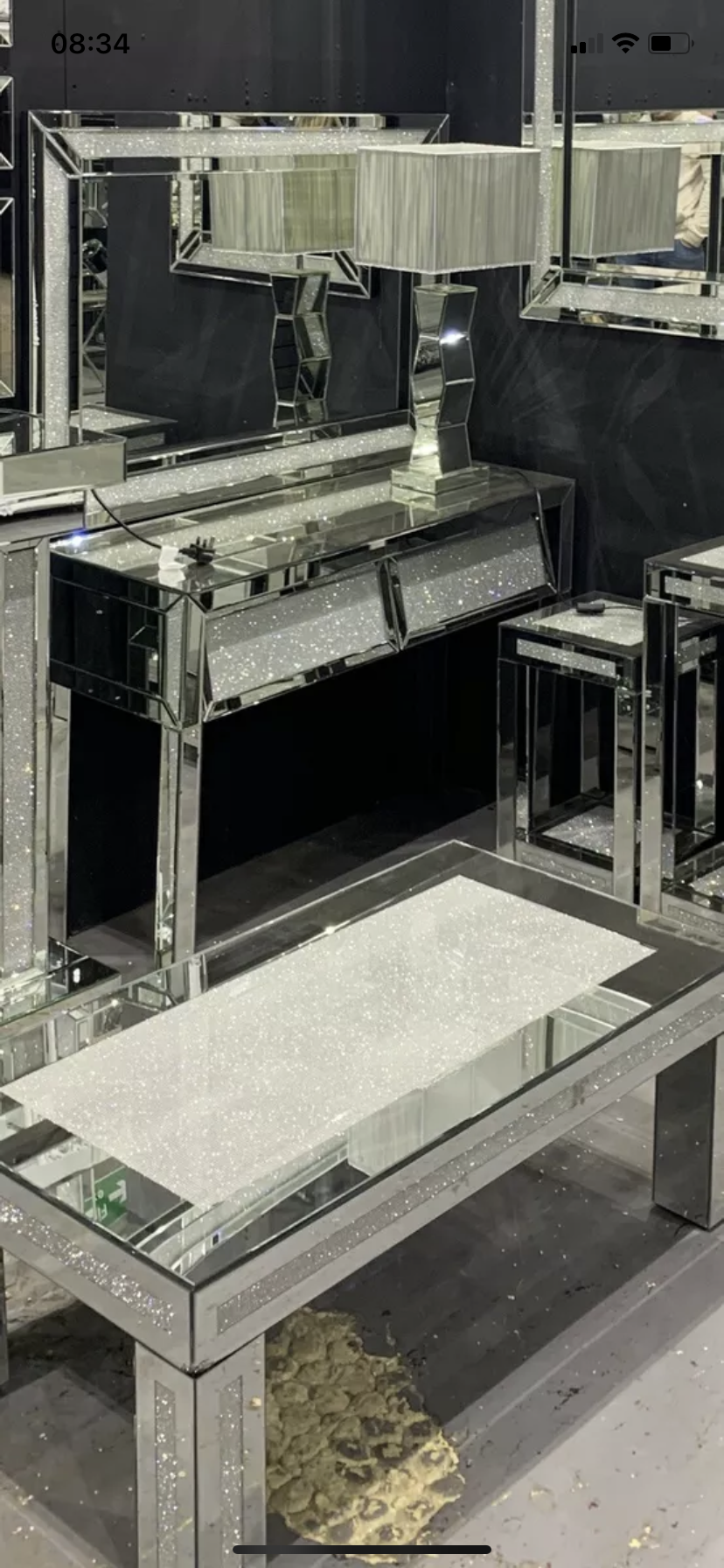 Crushed mirror coffee table deals