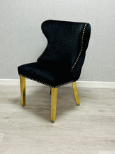Load image into Gallery viewer, Valentina Black &amp; Gold Velvet Ring Knocker Dining Chair