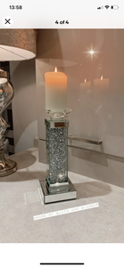 Crushed Diamond Crystal Mirror & Glass Candle Holder