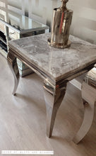 Load image into Gallery viewer, Louis Silver Marble &amp; Stainless Steel Lamp / Side Table