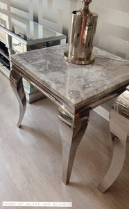 Louis Silver Marble & Stainless Steel Lamp / Side Table