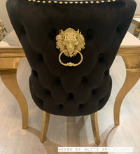 Load image into Gallery viewer, Giselle Black Gold Lion Knocker Dining Chair