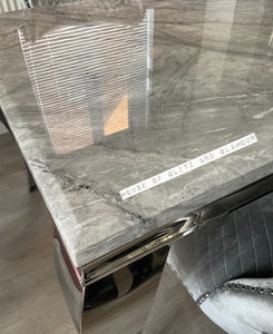 Louis Grey Square 1m x 1m Marble & Stainless Steel Dining Table