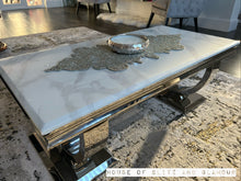 Load image into Gallery viewer, Arianna White Marble &amp; Stainless Steel Circular Base Coffee Table 120cm x 60cm x 42cm