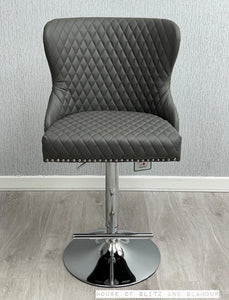 Valentina Grey PU Lion Knocker Bar Stool